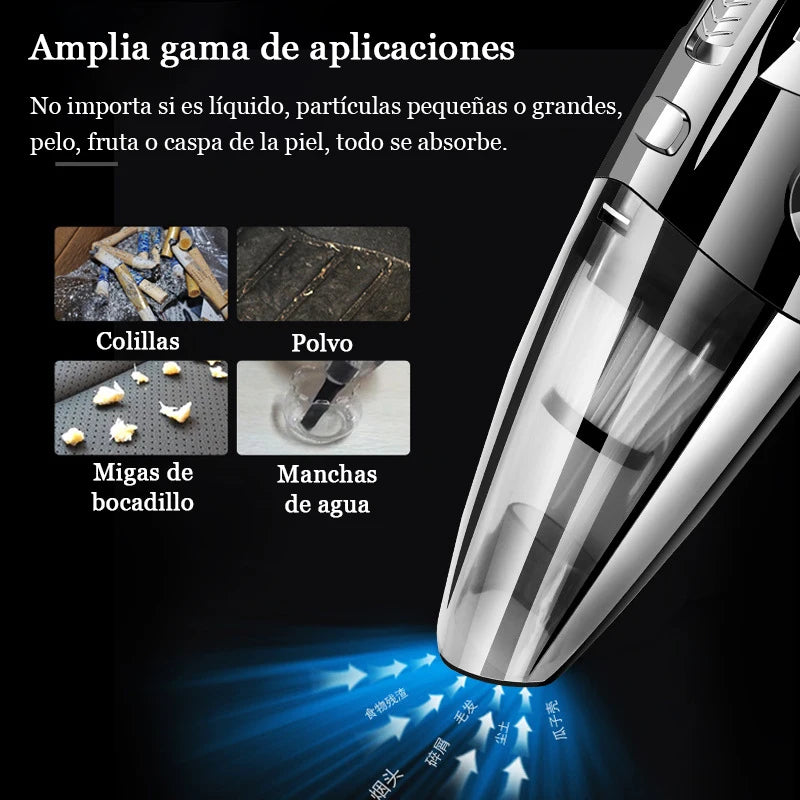 Aspiradora Inalámbrica Potente: Succión Ciclónica para Hogar, Coche y Pelo de Mascotas.