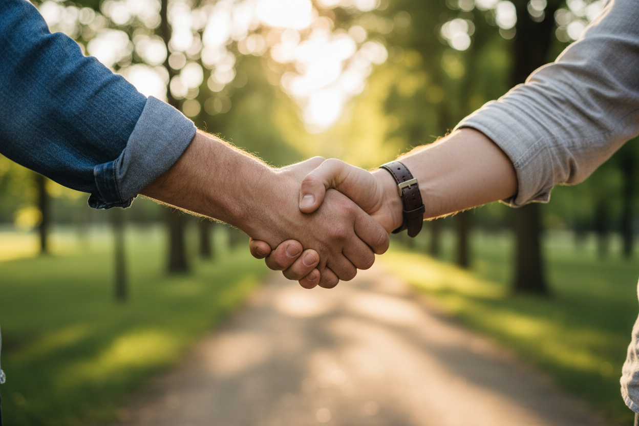 no hace falta que esten trajeados y no hace falta que se vea las caras